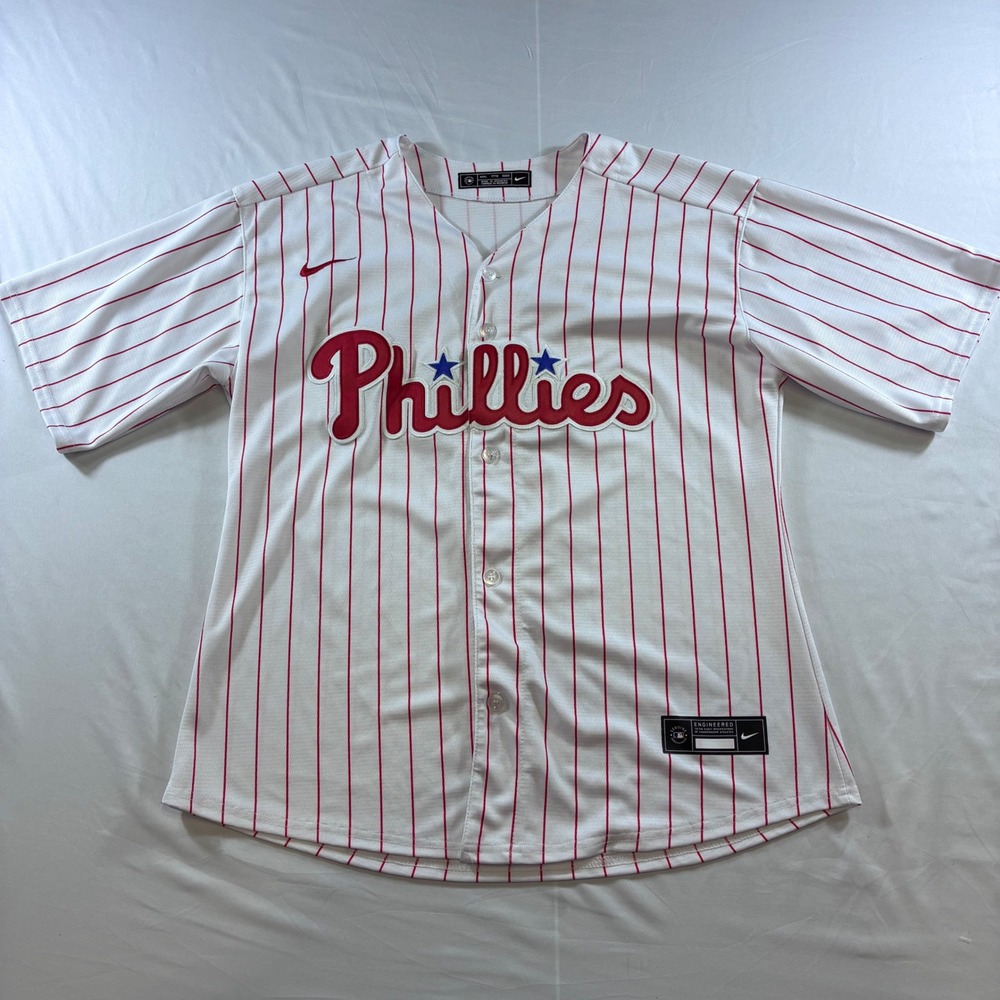 Nike Philadelphia Phillies Bryce Harper 3 Jersey White Red Pinstripe Womens XXXL